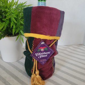 Christmas Street NWT Velour Bottle Bag with Gold Tassel